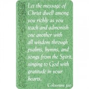 Bookmark Pocket Card Let The Message of Christ Colossians 3:16 12pk