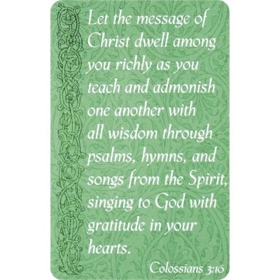 Bookmark Pocket Card Let The Message of Christ Colossians 3:16 12pk - 603799510820 - BKM-9762