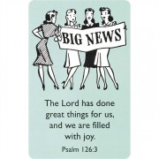 12pk -Bookmark Pocket Card The Lord Has Done Great Pack of 12