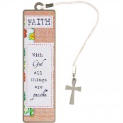 6pk -Bookmark Metal w/Dangle Faith With God Pack of 6