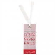 12pk -Bookmark Vellum Love Never Fails Pack of 12