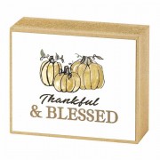 Plaque Tabletop Thankful & Blessed Mdf 2x3