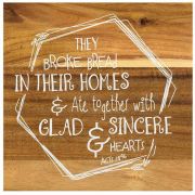 Cutting Board They Broke Bread Wood Acts2:4 8x8 - (Pack of 2)