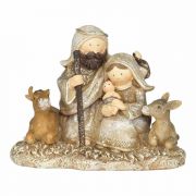 Figurine Holy Family W/animal Glitter Accent - (Pack of 4)