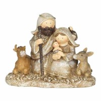 4pk -Figurine Holy Family W/animal Glitter Accent - (Pack of 4)