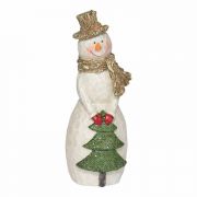 Snowman With Tree - 6 Inches H - Figurine - (Pack of 6)