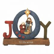 Figurine Joy With Holy Fam Resin 5 1/4 Inches H