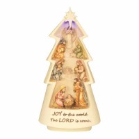 2pk -Lighted (blue) Tree With Nativity - (Pack of 2)