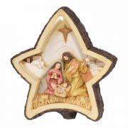 Wood Look Star W/holy Family - (Pack of 2)