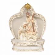 Figurine Holy Family In Creche Resin 4 Inches H