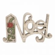 Figurine Noel Resin With Holly 4 1/2 Inches H