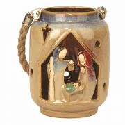 Lantern With Holy Family Led Ceramic 6 Inches H