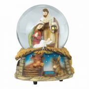 Holy Family Water Globe W/creche Base