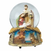 Holy Family Water Globe W/creche Base
