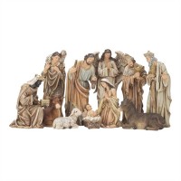 Neutral Colors Nativity Set Resin 11 Piece 12 Inches