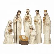 7 Pc Nativity Distressed Look Resin 11 Inches H