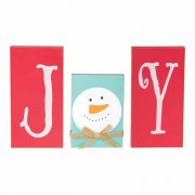 3 Piece Joy Snowman Plaque - (Pack of 3)