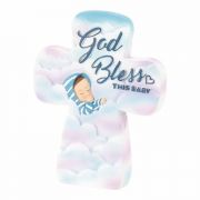 Cross Tabletop Baby Boy Resin 5 Inches