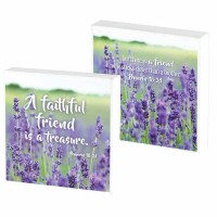 2pk -Plaque A Faithful Friend Prov.18:24 4x4 Mdf - (Pack of 2)