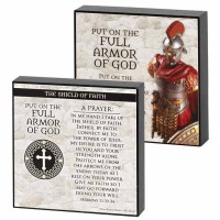 2pk -Plaque Double Sided Shield Of Faith Mdf 4x4 - (Pack of 2)