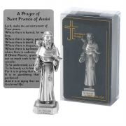 Figurine St Francis W/prayer Card Pewter