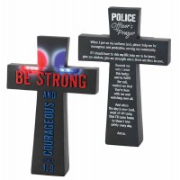 2pk -Figurine Police Cross Be Strong & Courageous - (Pack of 2)
