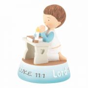 Figurine Boy Teach Us To Pray Resin 4.5 Inches