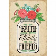 2pk -Flag Print Lg Mason Jar-faith Family - (Pack of 2)