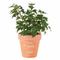 3pk -Flowerpot We Walk 2cor 5:7 Resin 4x4 - (Pack of 3)