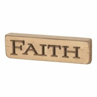 4pk -Sign tabletop Cream Faith 6 Wood - (Pack of 4)