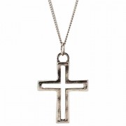 4pk -Necklace Open Box Cross Baptism Pwtr-24 Inches Stls Chain - (Pack of 4)