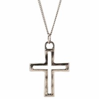 4pk -Necklace Open Box Cross Baptism Pwtr-24 Inches Stls Chain - (Pack of 4)