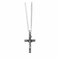 4pk -Necklace Cross Crucifix Comm Pwtr 18 Chain - (Pack of 4)
