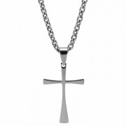 4pk -Necklace Flare Cross Conf. Pwtr W/24 Stainless Chain - (Pack of 4)
