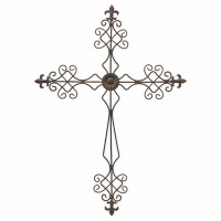 Cross Wall Rust Brn Metal 16x22.25
