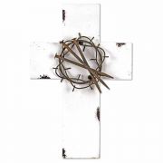 Cross Wall Ant. White Metal 9x13.75 Inches