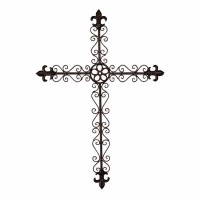 Cross Wall Fleur-de-lis Bronze  Metal 31.25 Inches