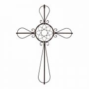 Cross Wall Floral Bronze  Metal 33 Inches