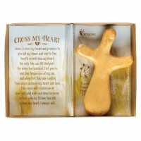 3pk -Tabletop Cross Palm Tabletop Cross My Heart Wood 4.75x3.5 - (Pack of 3)