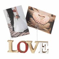3pk -Photo Clip Love Wood 5.875 2 Clips - (Pack of 3)