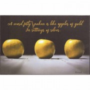 Plaque Wall Apples Gold Prov.25:11 Mdf 12x8