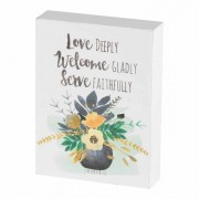 2pk -Plaque Tabletop Serve Faithfully-love Mdf 3x4 - (Pack of 2)