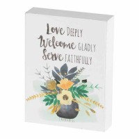 2pk -Plaque Tabletop Serve Faithfully-love Mdf 3x4 - (Pack of 2)
