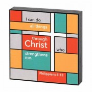 2pk -Plaque Tabletop Phil.4:13 Mdf 4x4 - (Pack of 2)