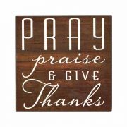Plaque Wall Pray Praise Mdf 6x6 - (Pack of 2)