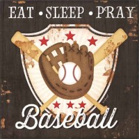 Plaque Wall Eat Sleep Pray Baseball Mdf 8x8