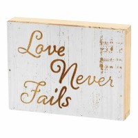 2pk -Plaque Tabletop Love Never Fails Wood 8x6 - (Pack of 2)