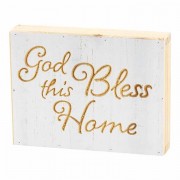 2pk -Plaque Tabletop God Bless This Home Wood 8x6 - (Pack of 2)