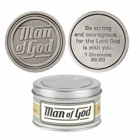 4pk -Pocket Stone Man Of God Ps.18:32 Metal - (Pack of 4)