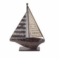 2pk -Saliboat Tabletop Metal-6.5 Inches I Can - (Pack of 2) 2pk -Saliboat Tabletop Metal-6.5 Inches I Can - (Pack of 2)